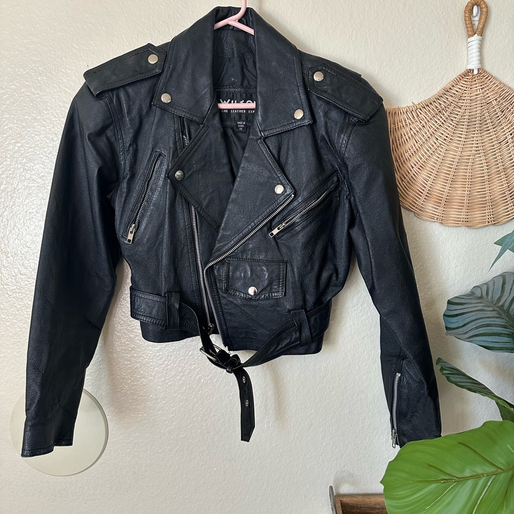 VINTAGE WILSON’S black leather biker moto jacket